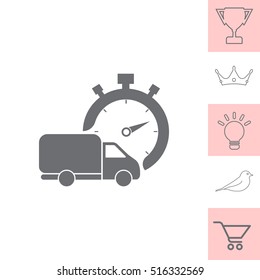 Fast delivery icon (silhouette). shipping truck isolated. vector illustration