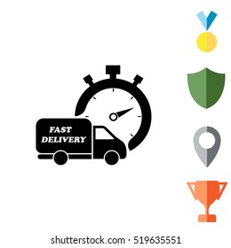Fast delivery icon (silhouette). shipping truck 