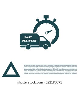 Fast delivery icon (silhouette). shipping truck 