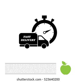 Fast delivery icon (silhouette). shipping truck 