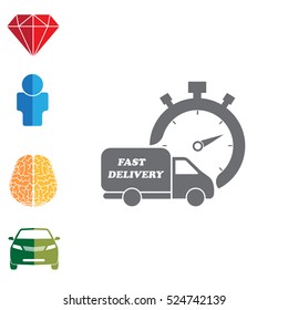Fast delivery icon (silhouette). shipping truck 