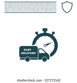 Fast delivery icon (silhouette). shipping truck 