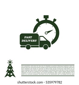 Fast delivery icon (silhouette). shipping truck 