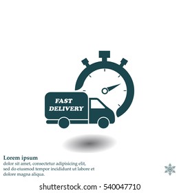 Fast delivery icon (silhouette). shipping truck 
