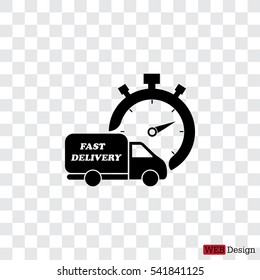 Fast delivery icon (silhouette). shipping truck 