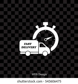 Fast delivery icon (silhouette). shipping truck 