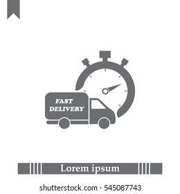 Fast delivery icon (silhouette). shipping truck 