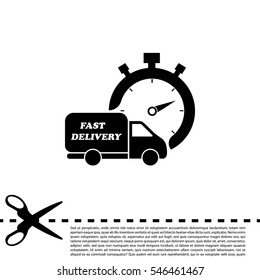 Fast delivery icon (silhouette). shipping truck 