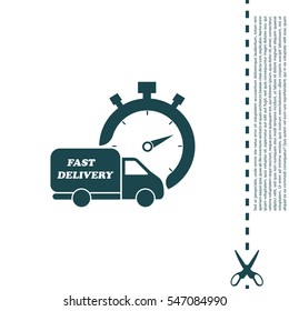 Fast delivery icon (silhouette). shipping truck 