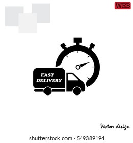 Fast delivery icon (silhouette). shipping truck 