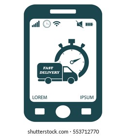 Fast delivery icon (silhouette). shipping truck 