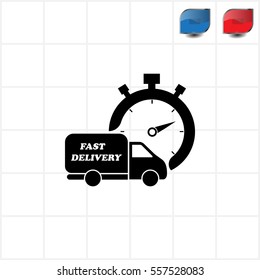 Fast delivery icon (silhouette). shipping truck 
