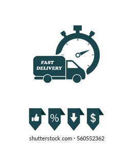 Fast delivery icon (silhouette). shipping truck 