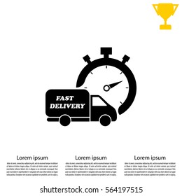 Fast delivery icon (silhouette). shipping truck 
