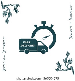 Fast delivery icon (silhouette). shipping truck 
