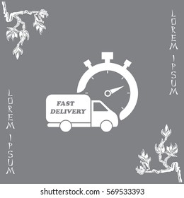 Fast delivery icon (silhouette). shipping truck 