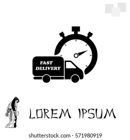 Fast delivery icon (silhouette). shipping truck 