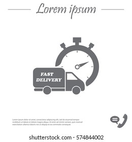 Fast delivery icon (silhouette). shipping truck 