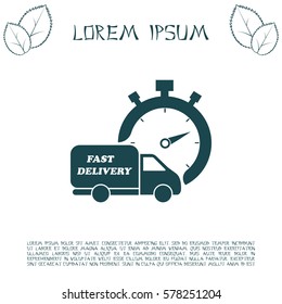 Fast delivery icon (silhouette). shipping truck 