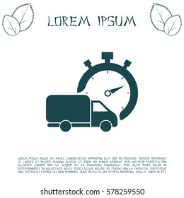 Fast delivery icon (silhouette). shipping truck isolated. vector illustration