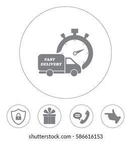Fast delivery icon (silhouette). shipping truck 
