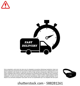 Fast delivery icon (silhouette). shipping truck 