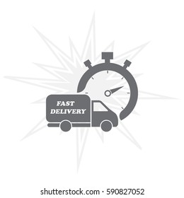 Fast delivery icon (silhouette). shipping truck 