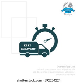 Fast delivery icon (silhouette). shipping truck 