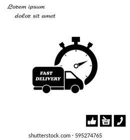 Fast delivery icon (silhouette). shipping truck 