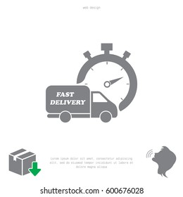 Fast delivery icon (silhouette). shipping truck 