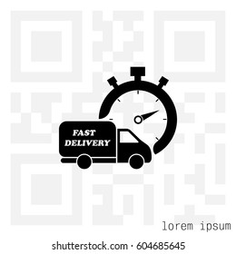 Fast delivery icon (silhouette). shipping truck 