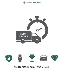 Fast delivery icon (silhouette). shipping truck 