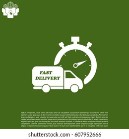 Fast delivery icon (silhouette). shipping truck 