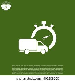 Fast delivery icon (silhouette). shipping truck isolated. vector illustration