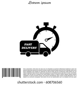 Fast delivery icon (silhouette). shipping truck 