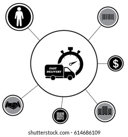 Fast delivery icon (silhouette). shipping truck 