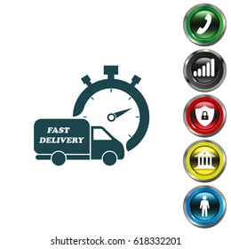 Fast delivery icon (silhouette). shipping truck 
