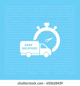 Fast delivery icon (silhouette). shipping truck 