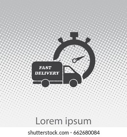 Fast delivery icon (silhouette). shipping truck 