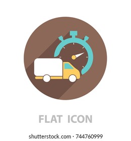 Fast delivery icon (silhouette). shipping truck isolated. vector illustration