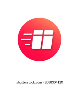Fast delivery icon with speed box. Quick deliver service logo. Moving symbol. Vector illustration.