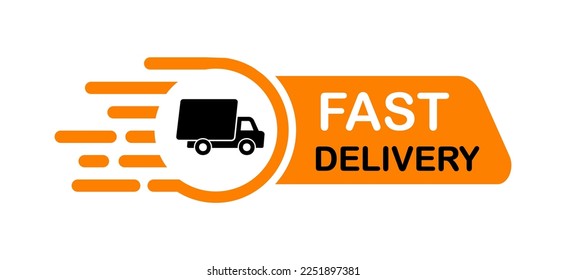 Fast delivery icon with truck. Delivery service icon. Express shipping. Free delivery. Vector illustration.