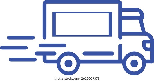 Fast Delivery Icon. Delivery truck icon Vector illustration in black. side view, simple line drawing, black and white, minimalist design	