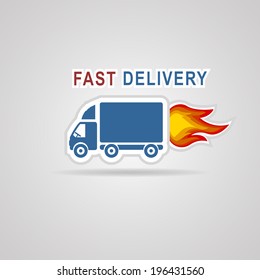 Fast delivery icon, vector symbol car carrying cargo