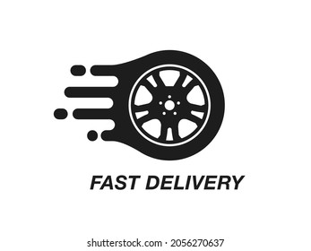 Fast delivery icon. Fast delivery wheel icon.  Delivery service logo.  Speed wheel icon. 