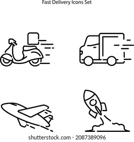 fast delivery icons set isolated on white background. fast delivery icon trendy and modern fast delivery symbol for logo, web, app, UI. fast delivery icon simple sign.