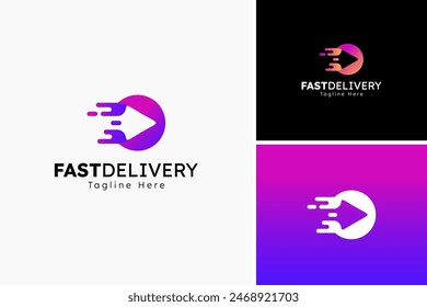 Fast delivery illustration logo design, next logo concept, media play logo design template