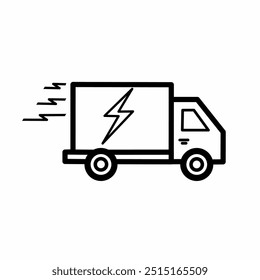 Fast delivery illustration with a picture of an expedition truck with a lightning bolt