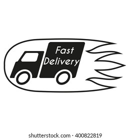 Fast Delivery isolated black icon.