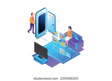 Fast Delivery Isometric Concept Landing Page